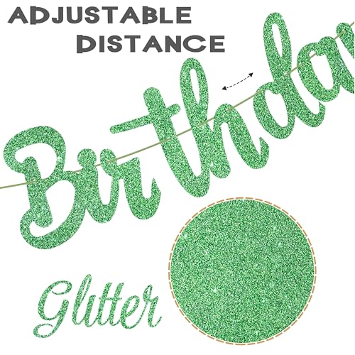 Image of 3Pcs Garden Birthday Party Banner Decorations Green Glitter Happy Birthday Banner Gardening Tool Theme Garlands for Gardening Birthday Party Hanging Decorations Spring Theme Party Supplies