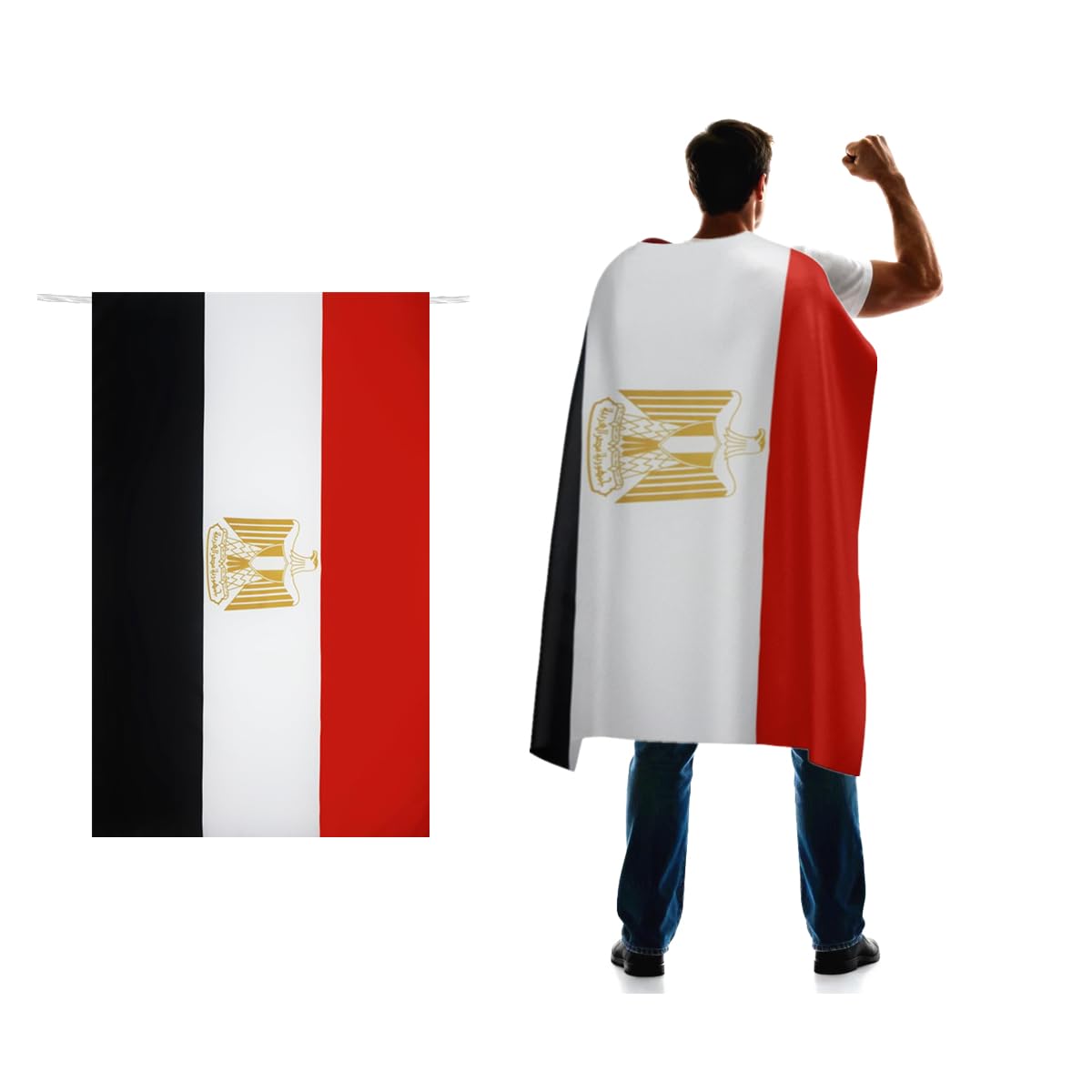 Egypt Flag Cape 3x5 FT for Independence Day Holiday Costumes Celebrati,150D Premium Polyester,Egyptian Patriotic Flags Costume Cloak.