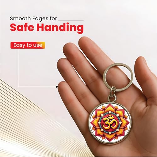 Image of MG | Protective Evil Eye /Spiritual Symbols /Om /Motivational Keychains | Double-Sided Metal Key Ring | Good Luck and devine Charm for Car, Bike, Home & Office