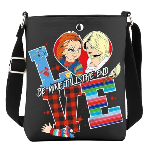 WCGXKO Killer Doll Crossbody Bag Evil Doll Bride Fans Gift Horror Reusable Grocery Bag Murderous Toy Merchandise (BE MINE XK)