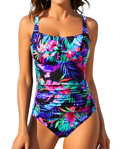 Image of Aqua Eve One Piece Bathing Suit for Women Tummy Control Swimsuit Slimming Vintage Swimwear
