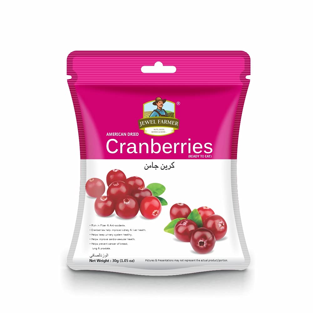 JEWEL FARMER American Dried Cranberries, Gluten Free, Antioxidants, Vitamin & Dietary Fiber Rich Pack of Unsulfured, Ready to Eat Dry Cran Berries (30g) (B095HD7KNP) Amazon Price History, Amazon Price Tracker