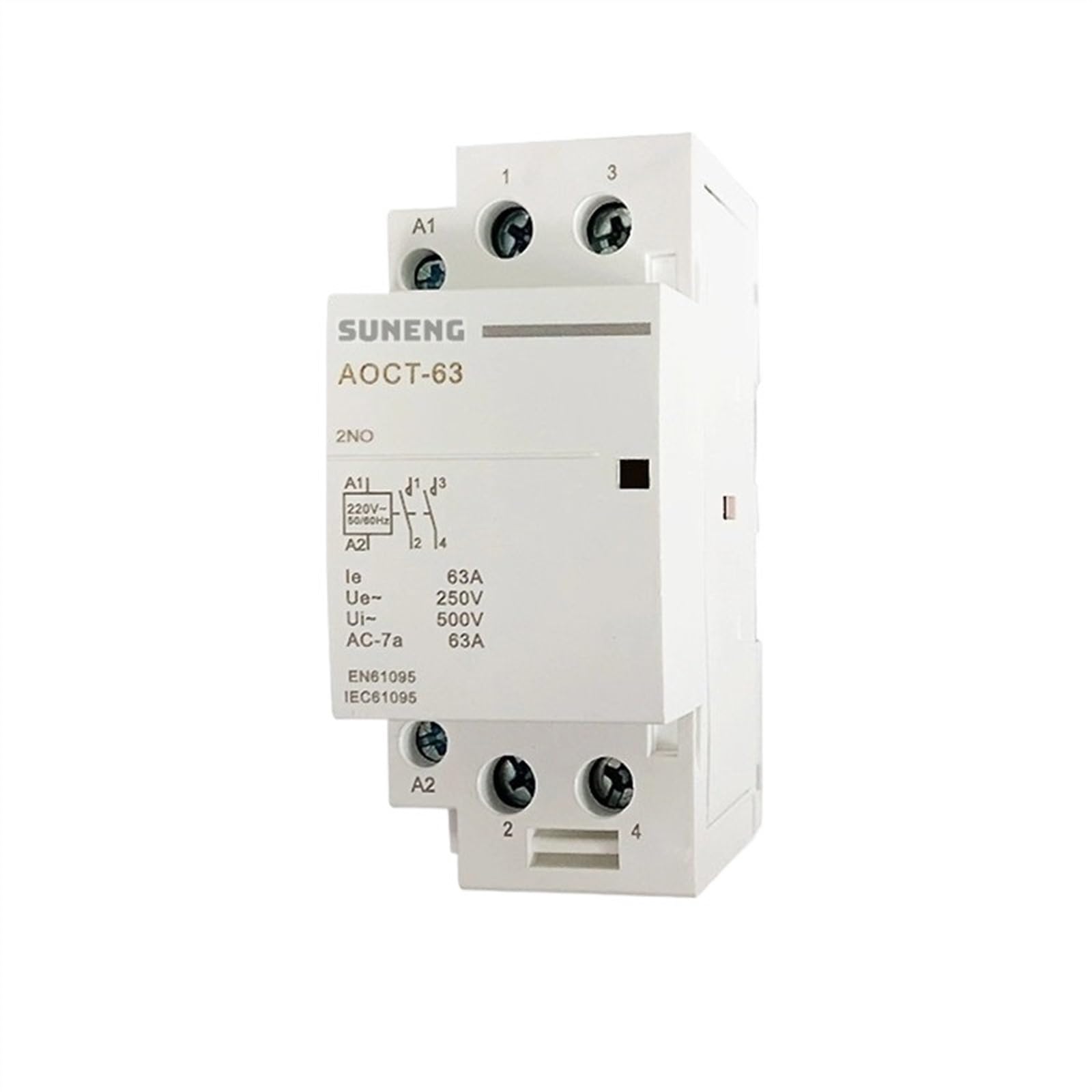 Contactor modular 2P 16A 20A 25A 32A 40A 63A 24V/110V/230V 50/60HZ Contactor de CA doméstico 2NO/2NC o 1NO 1NC(230V40A, 2NO)