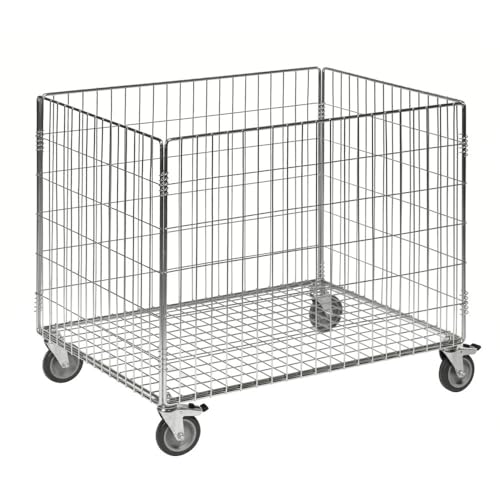 HEMMDAL Gitterwagen | HxBxT 73 5 x 63 x 83 cm | 60 kg Tragkraft | 4 bodenschonende Lenkrollen | 2 Feststellbremsen | verzinkter Stahl | Rollbehälter für Lager Handel & Gastro