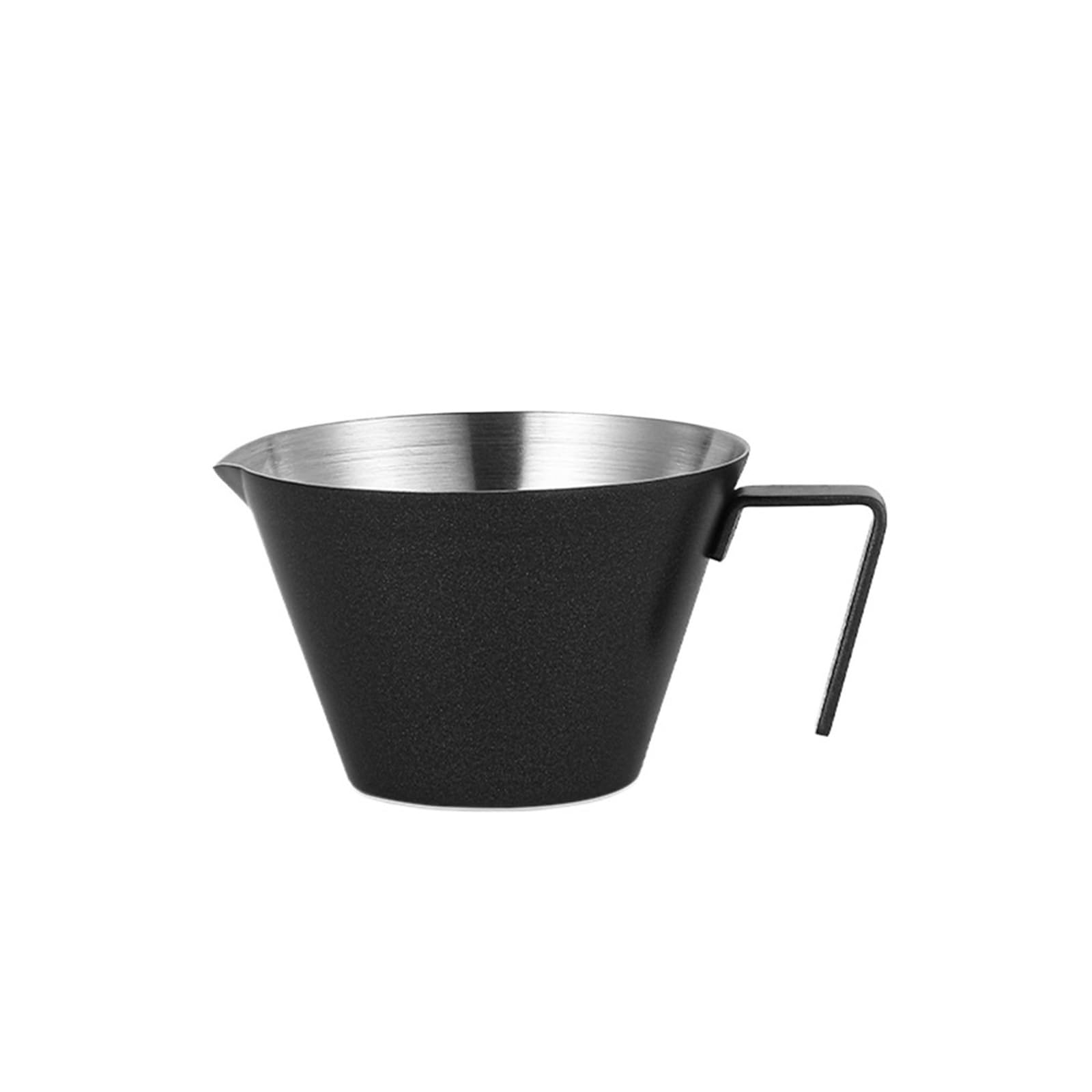 Taza medidora de Espresso de 100ml con Escala, Taza de café de Acero Inoxidable, Boca Afilada con Mango, Tazas Medidas a Escala, Tazas de café para Hacer Café(Black)