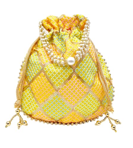 Image of BYRA Women Multi Color Thread Silk Potli Bag for Gift Purpose