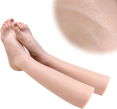 CYOMI Foot Model, Silicone Foot Model, With Shin, Foot Mannequin, Foot Torso, Painting Model, Natural Feel, Jewelry, Display, Multi-purpose, Nail, Womens Leg, 8.7 inches 22 cm, Right Leg, Ivory