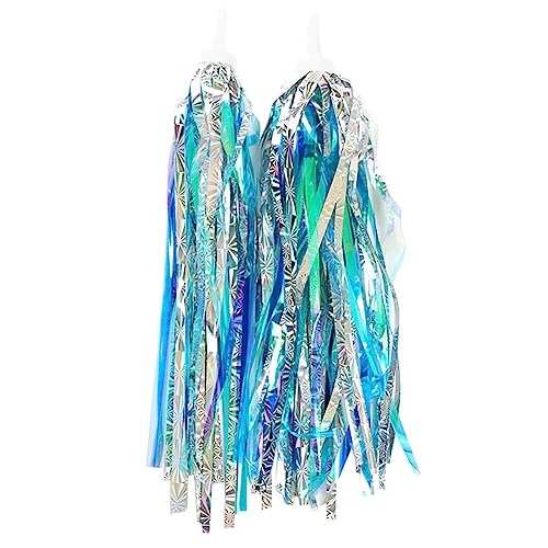 ccHuDE 2 Pcs Bike Handlebar Scooter Streamers Bicycle Tassel Ribbon Bike Cycling Streamers Bike Grips Ribbon Colorful Bicycle Ribbons for Girls Boys Blue