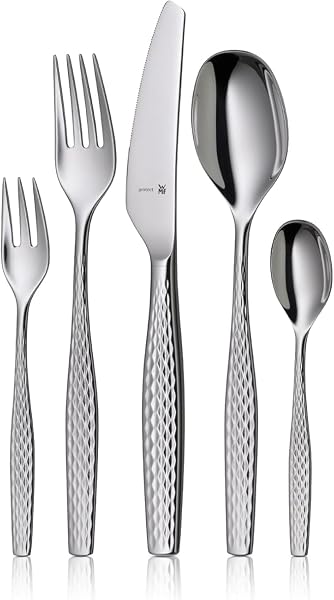 WMF Sentic 1270006341 zestaw sztućców dla 12 osób, 66-częściowy, ergonomiczne, Cromargan protect, nadają się do mycia w