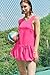 Panadila Womens Bubble Tennis Dress with Shorts Workout Athletic Dress Golf Outfits Backless Casual Activewear with Pockets(Rose Pink,XS)