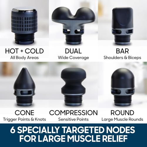 Image of Sharper Image Deep Tissue Percussion Massage Gun, Powerboost Pro+ Hot & Cold Rechargeable Handheld Massager, 6 Adjustable Speeds, 6 Attachment Heads & Carrying Case, Muscle Pain Relief, Black