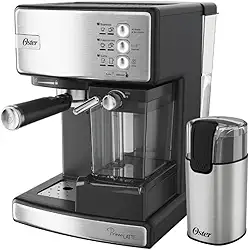 Oster Kit Cafeteira Nova PrimaLatte Inox e Moedor de Café Elétrico Inox Oster - 127V