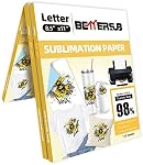 BetterSub Sublimation Papiers thermotransfert 110 Feuilles A4 Taille 8.5" x 11" pour EPSON HP Imprimante à jet d'encre Canon avec encre sublimée en chemises de couleur claire Chapeau Mug 120gsm