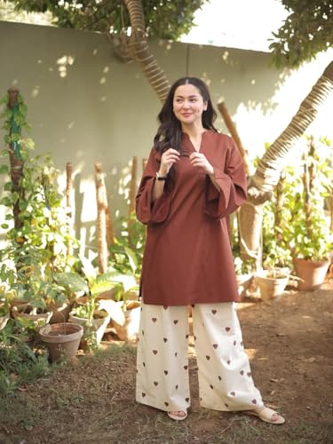 Image of ANNI Designer Farshi Salwar Suit Set for Women Viscose Solid | Co-ords Set for Woman | Kurta Palazzo 2 Piece Outfit | Mandarin Neck Full Sleeve Regular Fit Ethnic Dress Stylish Womens