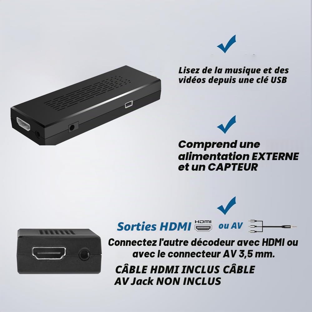Romicta Décodeur TNT Full HD - DVB-T2 Réception de qualité, chaînes gratuites H.265,Full HD 1080p Terrestre USB, HDMI, péritel, télécommande Universelle 2 en 1