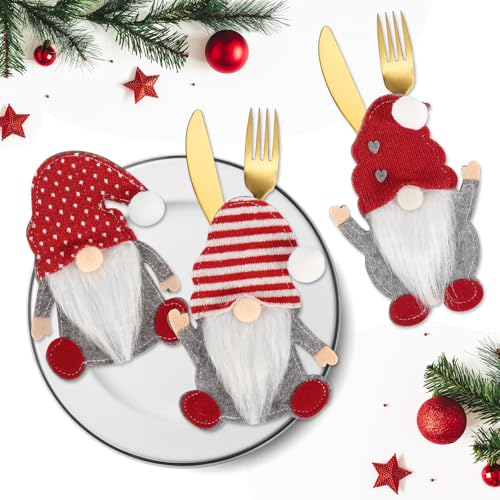 DUTIFUL 6 Stück Besteckhalter Weihnachten Filz Bestecktasche...