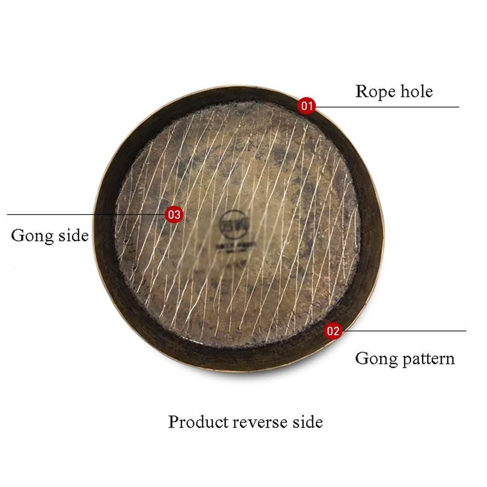gong tibetano gong tibetano grande Gong con mazoPlatillo gong de mano de latón de 30 cm, instrumento de viento de latón gong portátil de latón con martillo redondogong(Color:35cm,Size:)