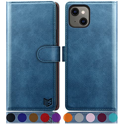 Étui portefeuille iPhone 13 antichoc housse cuir rabat porte-carte bancaire protection RFID