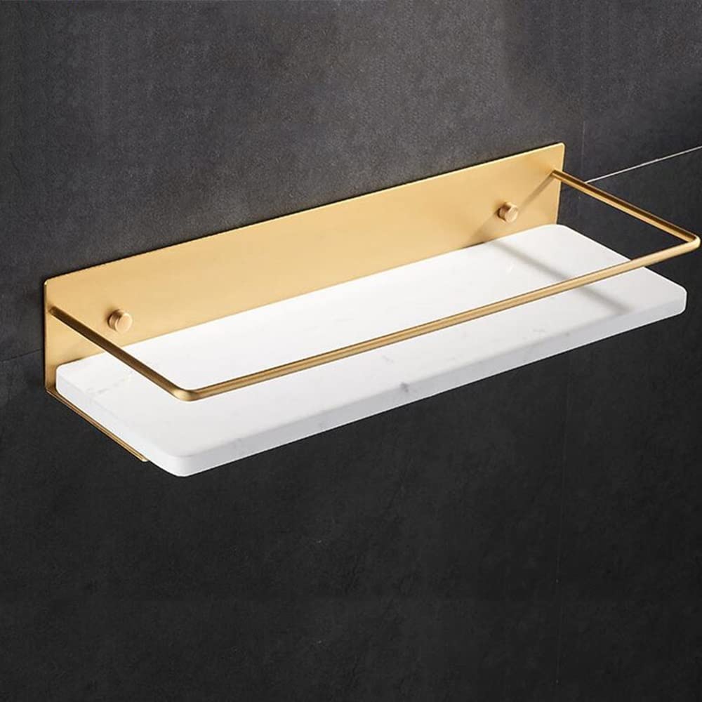 ZJHFFFG Shower Caddy Bathroom Shelf Floating Shelves Wall Mounted Marble Organizer Shelf Brushed Gold Shower Caddy Storage Shampoo