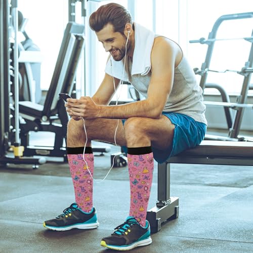 Image of Wusikd Pirate Skulls Compression Socks for Women and Men Circulation Cute Long Socks for Athletic Running 1