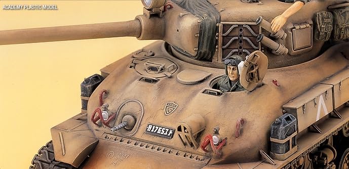 Academy Hobby Model Kit – 1/35 M51 Super Sherman, Realistic IDF Heavy Tank with Crew Figures