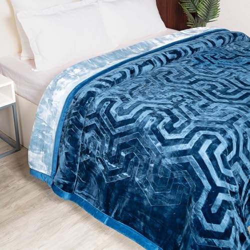 Image of MYTRIDENT Classic Style Me Solid Double Mink Blanket, 4kg, 100% Polyster, Celeste