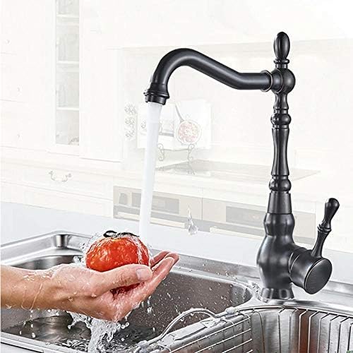 ZYCHSJXA Classic Kitchen Faucet Black Bronze Basin 360 ° Rotatable Brass Tap Deck Installation Hot and Cold Mixer