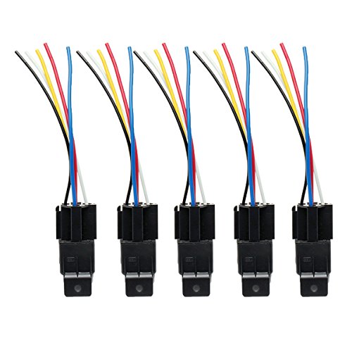 Lunghezza filo circa 12 cm C-FUNN 5X 12V 40A Interruttore A Relè A 5 Pin W/Porta Presa per Autocarro Furgone Moto