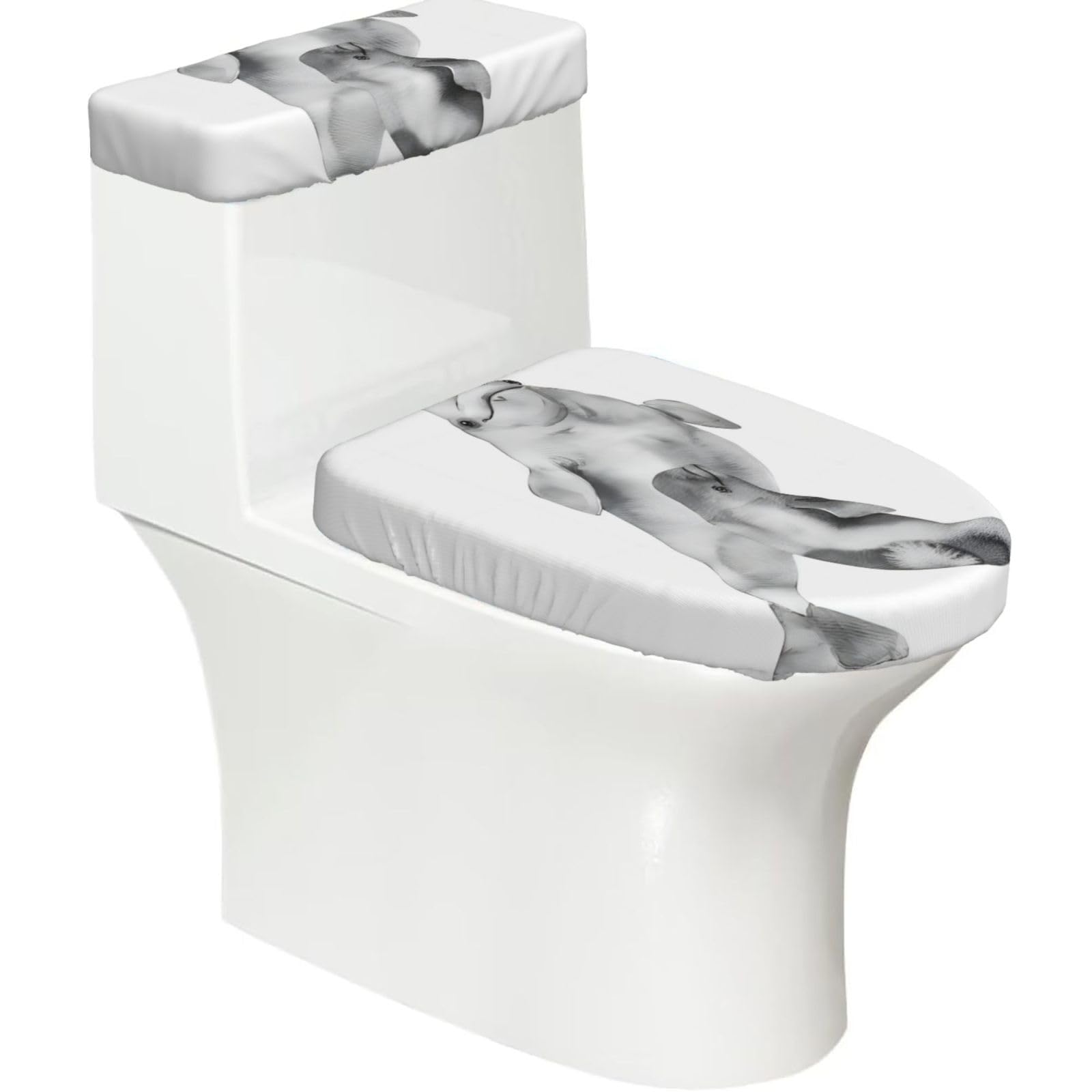 Mrowyc Black Watercolor Whale Art Printed Toilet Seat Set - Set Of 2 - Universal Toilet Seat Cover - Housewarming Birthday Christmas Gift