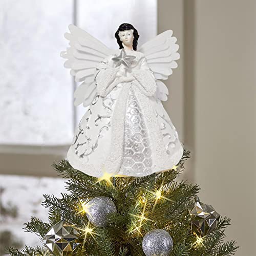Ameiqa Lighted Seasons Of Elegnace Angel Christmas Tree Topper 2D Acrylic Top Figurine Light Up Toppers Xmas Ornaments For Indoor New Year Holiday Decoration #TOP1