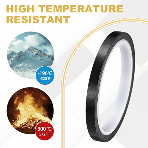 Image of PATIKIL High Temperature PTFE Tape 5 /16 Inch x 33 Feet, PTFE Coated Fiberglass Adhesive Tape for Vacuum Sealer Machines Hand-Impulse Sealers Insulation, Black