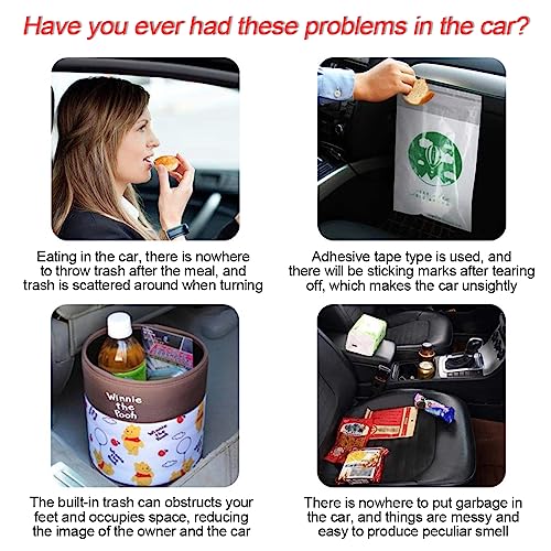 Image of Car Trash Can, Mini Plastics Portable Auto Rubbish Bin with Lid, Leakproof Diamond Design Garbage Holder, Small Waterproof Vehicle Dustbin for Automotive, Kitchen, Home, Office