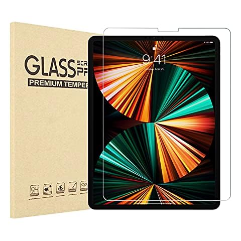 wuwive [1 Pack] iPad Pro 12.9 Screen Protector,Tempered Glass for iPad Pro 12.9 Inch 2021/2020/2018 (5th/4th/3rd Gen),Compatible with Apple Pencil Cover
