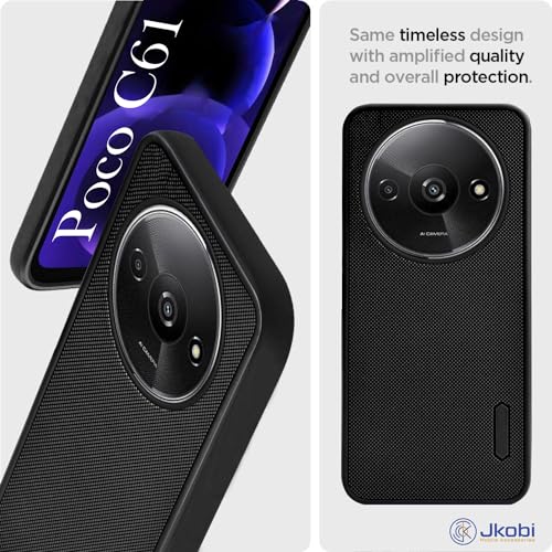 Image of Jkobi Back Cover Case for Xiaomi Poco C61 (Textured Grip Design | Camera Protection | Slim and Light Weight | Soft Touch and Feel | Black)