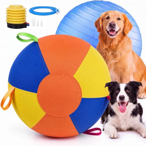 Image of 18Inch Herding Ball for Dogs, Interactive Large Dog Ball with Handles, Durable Outdoor Training Dog Toy for Medium to Large Dog Australian Shepherd Cattle Dog Border Collie and Horses