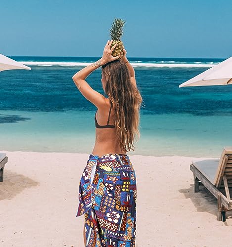 LA LEELA Saída de praia feminina estilo sarongue, Floral real, One Size