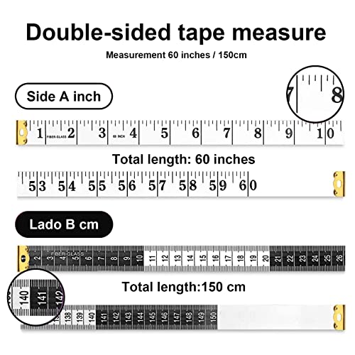 Body Measuring Tape, 2 Pcs Sewing Measuring Tape, Retractable Measurement Tape for Body, Tailor, Sewing, Craft, Cloth (Black,White)