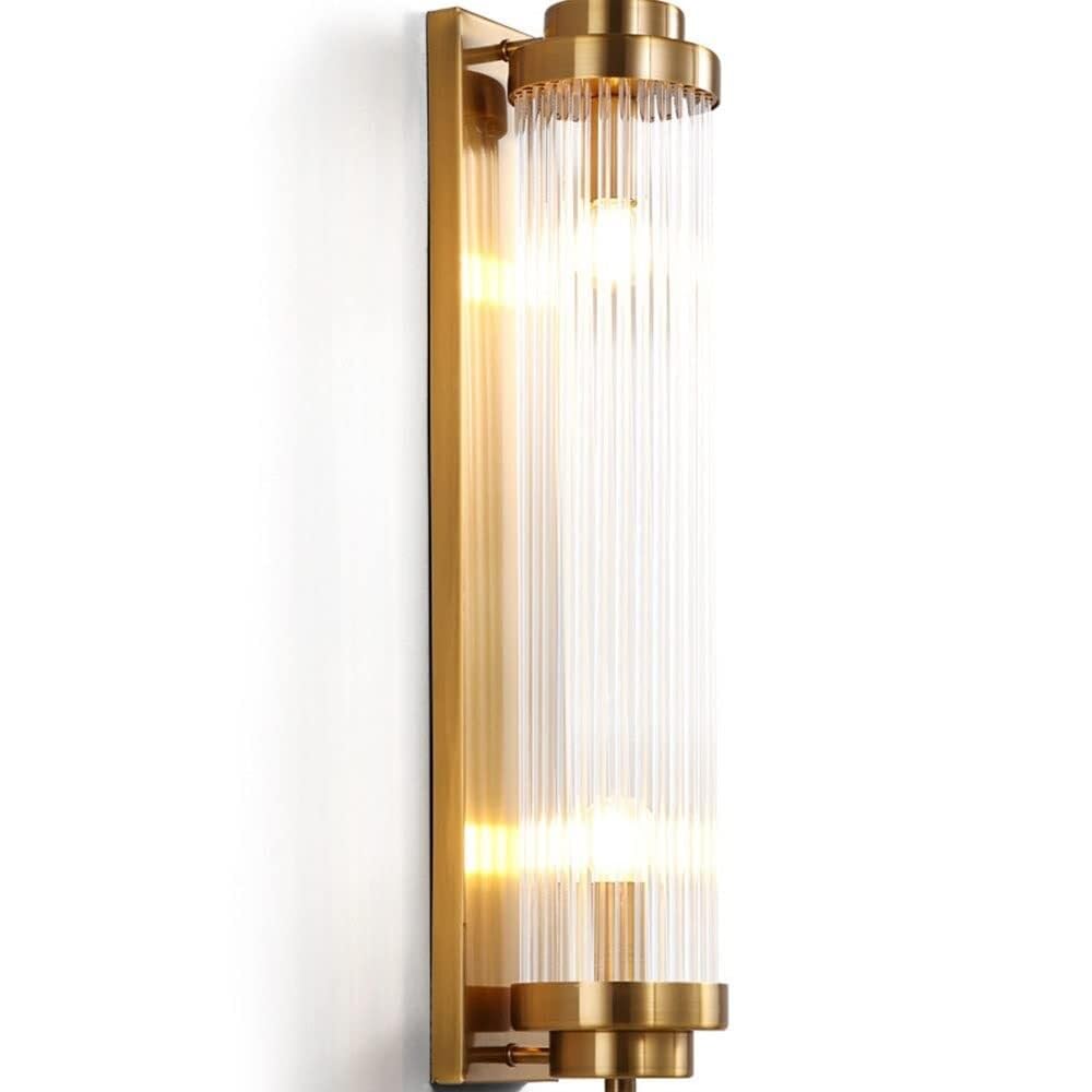 JYBNBBE Wall Sconces for Bedroom Industrial Crystal Glass Shade Wall Light E14 Lighting Indoor Bedside Headboard for Bedroom Living Room,Gold-12 * 40cm