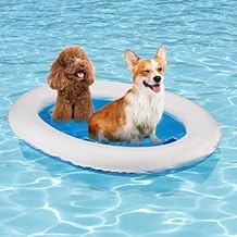 Upgraded Tear-Resistant Dog Pool Float - 25" x 41" Stable Support Inflatable Dogs Floats, Scratch-Proof Oxford Summer Floatie Raft Pool Toy for Small Medium Dogs up to 45lbs