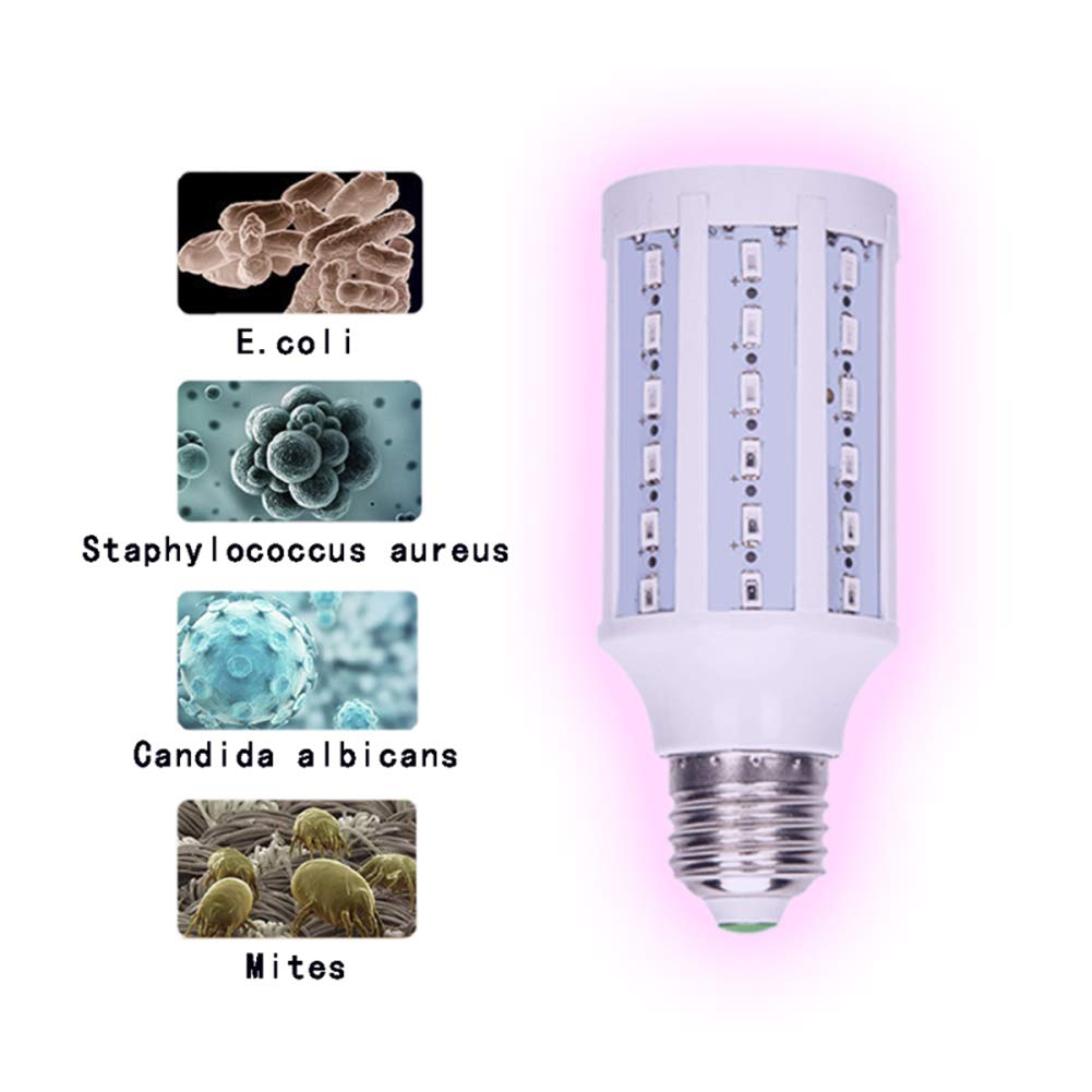 12W UV Esterilizador Lámpara, E27 maíz Bombillas portátil lámparas ultravioleta UVC artefacto de iluminación para el filtro de aire del hogar Viajes,Lamp + Remote Control