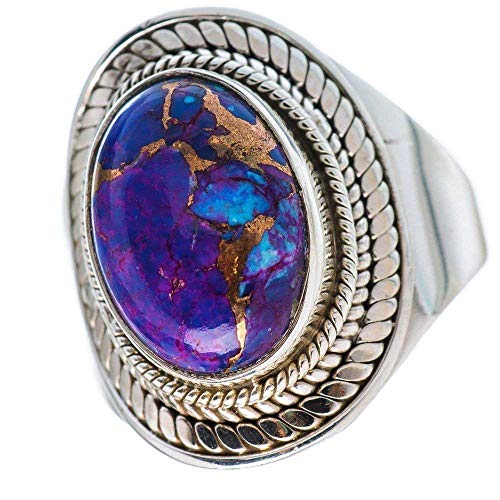 Navya Craft Purple Copper Turquoise Oval 925 Solid Sterling Silver Handmade Women Statement Ring Sizes 4 To 13 #TOP2