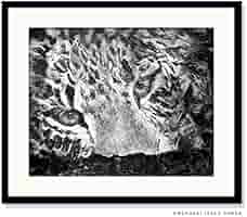 Amazon.co.jp: 水墨画 ヒョウ 樹上 絵画 豹 壁掛け モダン 白黒