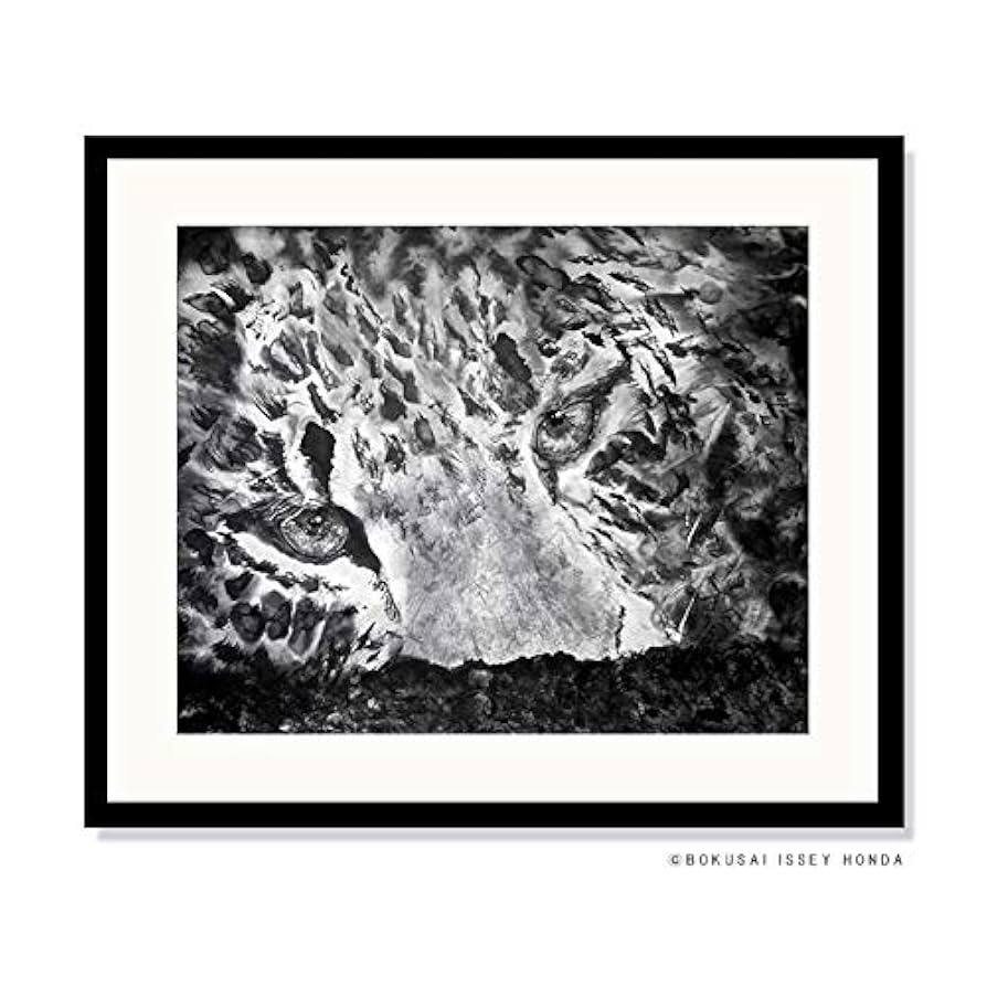 Amazon.co.jp: 水墨画 ヒョウ 樹上 絵画 豹 壁掛け モダン 白黒