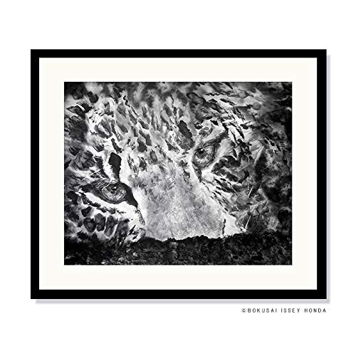 Amazon.co.jp: 水墨画 ヒョウ 樹上 絵画 豹 壁掛け モダン 白黒