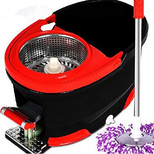 Magic spin mop avec seau en acier inoxydable haut de gamme robuste 360°