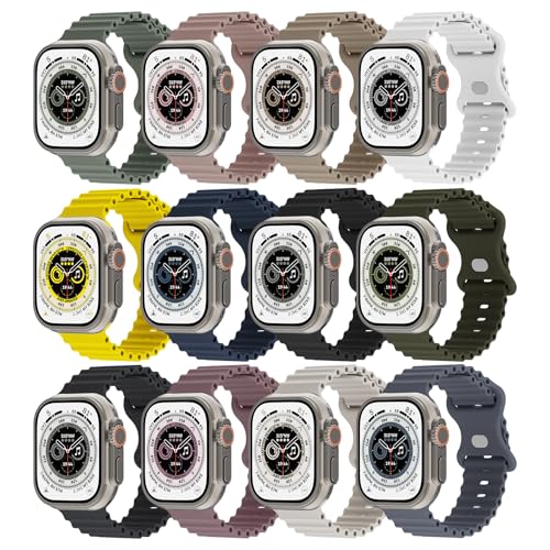 Image of Sport Bands 6-Pack Compatible with Apple Watch Ultra 3 /2 Band 49mm 46mm 45mm 44mm 42mm, Wide Soft Silicone Wristbands Waterproof Strap Men for iWatch Series 11 10 9 8 7 6 5 4 3 SE Ultra