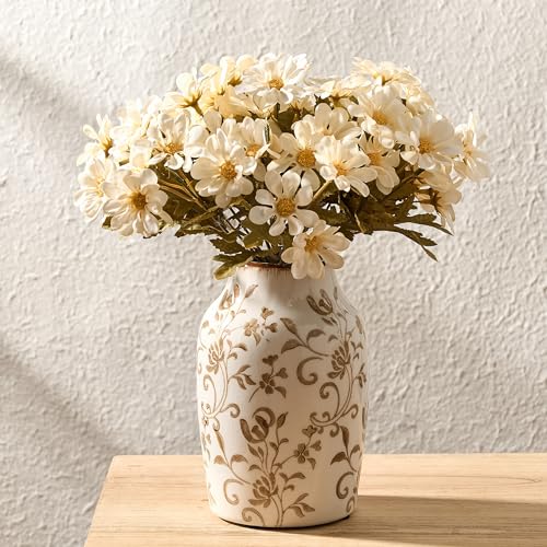 SIDUCAL Ceramic Vintage Vase, 7 Inch Retro Ice Cracked Chinoiserie