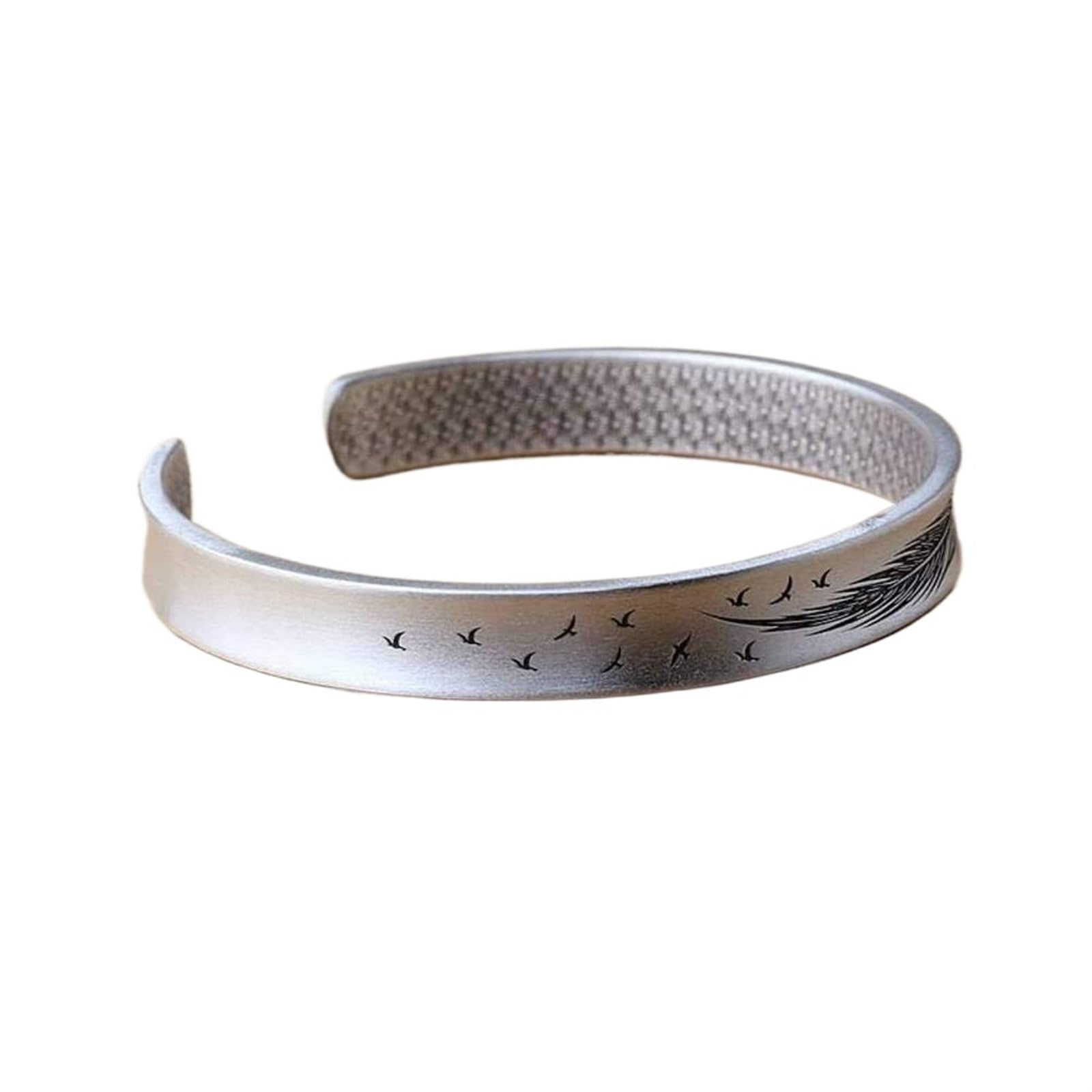 Bracciale in argento, bracciale rigido alla moda, bracciale rigido con metodo in argento 999 Detti buddisti concavi femminili Bracciale aperto in argento I braccialetti da 23 g possono essere regalati