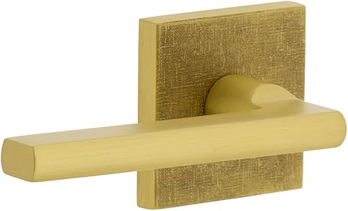 Viaggio Pasaje de roseta de lino Quadrato con palanca Milano en latón satinado - Apertura a la izquierda