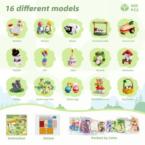 Image of Wise Block Farm Building Blocks Set, Animal Chicken Coop Building Set Toy with Sheep Bunny Rotating Windmill, Creative Construction Gifts for Kids 485 Pcs